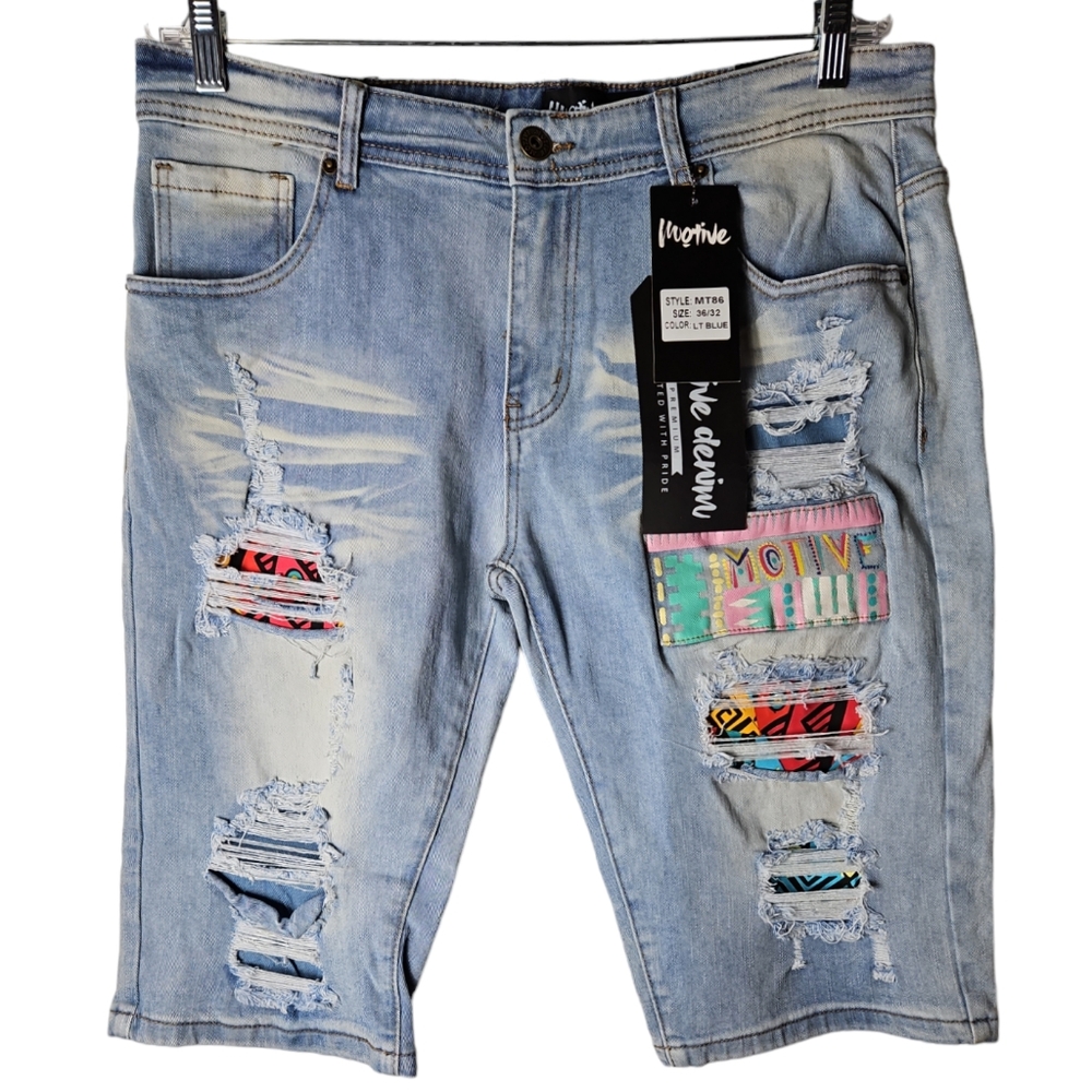 Motive Denim Light wash-Multi Jean Shorts Size 36 X 32 Unisex- Men's or …